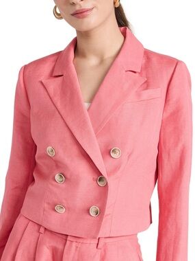 Paige Cropped Double-Breasted Pink Blazer (Eclipse Blazer)‎